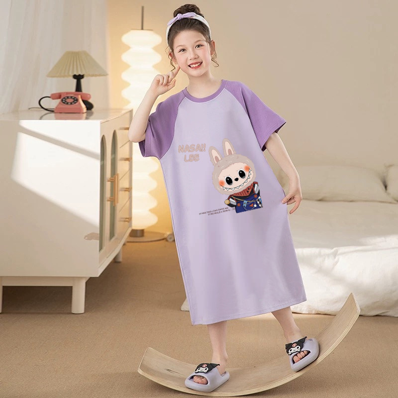 2026新款女童睡裙夏季短袖薄款儿童睡衣女孩公主风中大童家居服