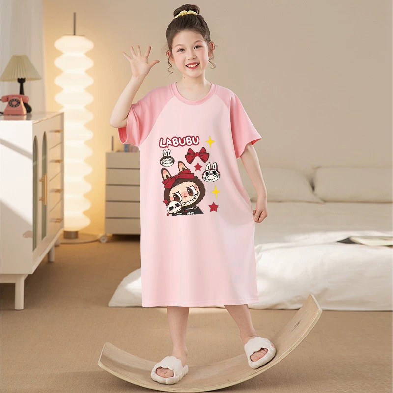 2026新款女童睡裙夏季短袖薄款儿童睡衣女孩公主风中大童家居服