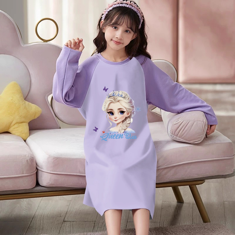 上新~布拉拉女童睡裙儿童春秋季薄款长袖家居服小女孩空调服睡衣
