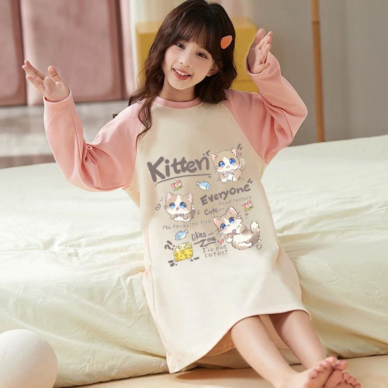 女童睡裙儿童秋冬季长袖家居服