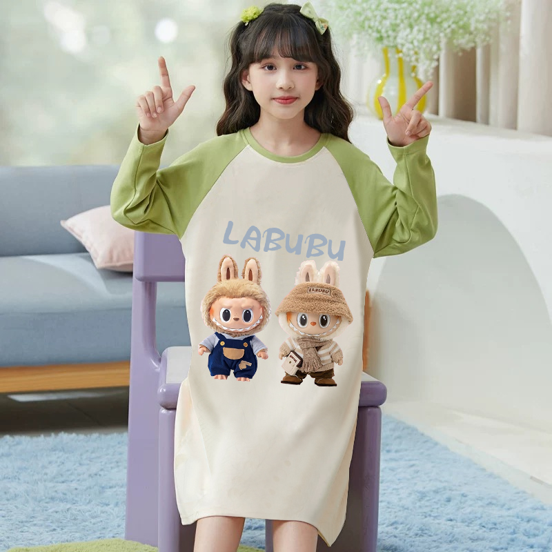 搭配2件~布拉拉女童睡裙儿童秋冬季长袖家居服小女孩空调服睡衣