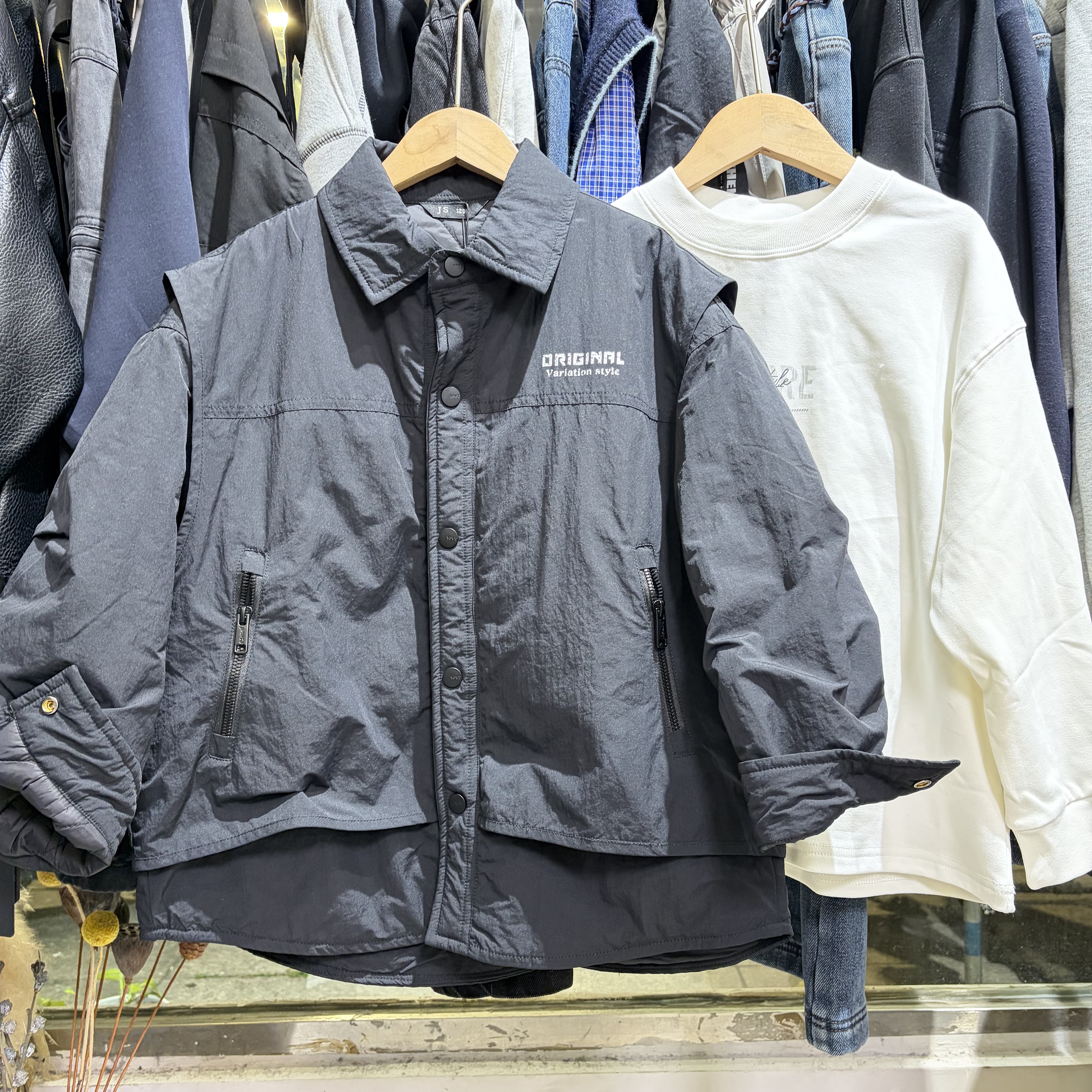 2026冬季新儿童棉服男童女童黑色翻领棉服中大童衬衫棉衣潮版外套