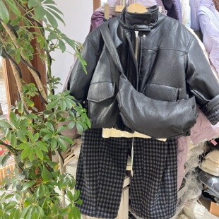 冬装新款男童女童韩版黑色加绒pu皮衣外套中大童潮版保暖夹克外套