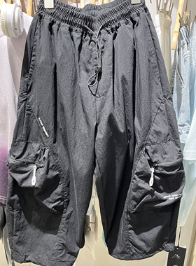 2025夏季新款男童女童韩版休闲百搭工装裤中大童黑色调性工装裤