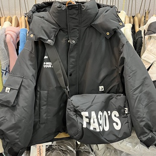 冬款童装男童黑色帅气连帽短款羽绒服中大童韩版外套潮米迪堡