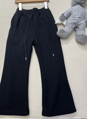 实体冬装新女童韩版灰色加绒加厚微喇卫裤休闲裤
