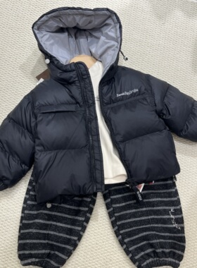 小童冬装新款男童韩版黑色连帽羽绒服外套潮保暖羽绒面包服外套