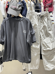 2025夏季新款男童韩版休闲百搭短袖T恤中大童简约深灰色短袖T恤