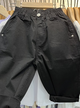 优米家童装男童黑色薄款休闲裤韩版儿童七分裤百搭好版型