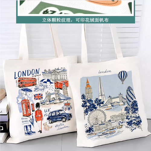 英国伦敦帆布包London tote bag定制环保袋购物袋citywalk帆布袋