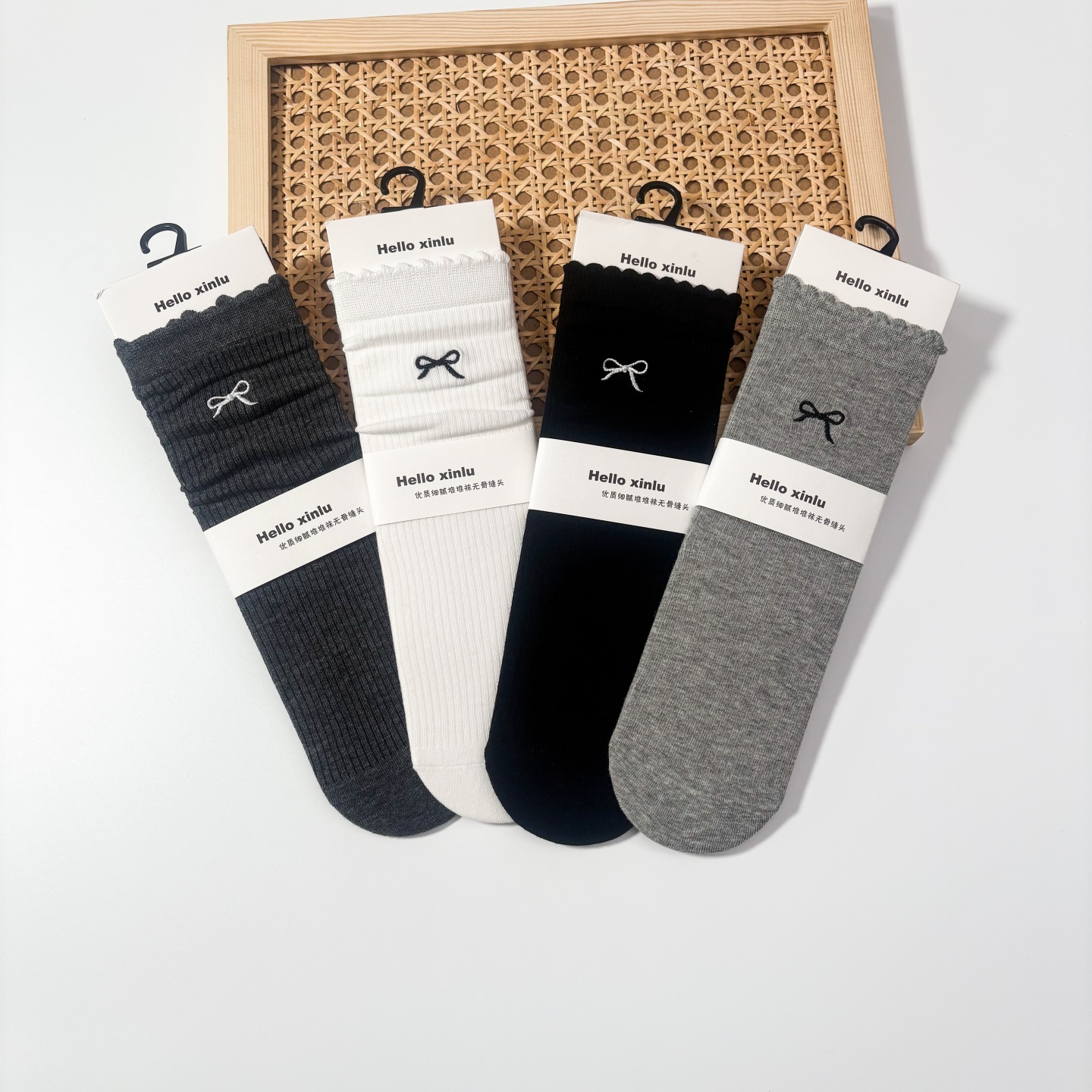 Helloxinlu蝴蝶结堆堆袜M-1706