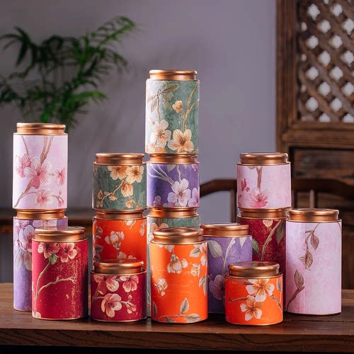 国风繁花马口铁普洱茶叶罐