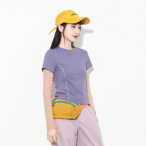 Hills Grace条纹拼接假两件T恤女修身显瘦户外撞色运动打底上衣