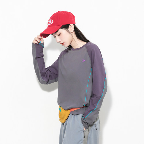 Hills Grace户外速干透气拼色哈苏线长袖T恤男女款5A抗菌防晒上衣
