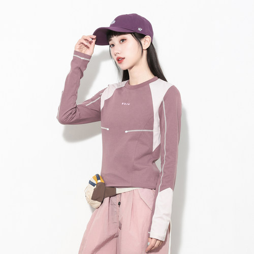Hills Grace山系户外徒步登山T恤女修身显瘦速干透气撞色拼接上衣