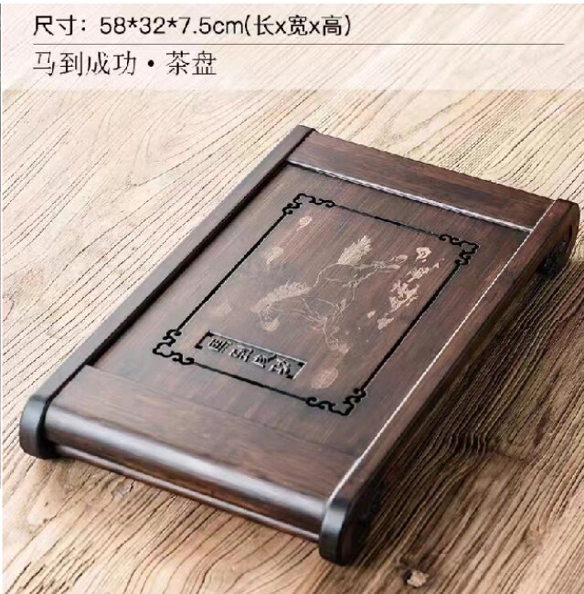 竹子茶盘家用大号简约抽屉式排水功夫茶具茶台竹制茶盘长方形精致