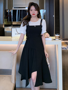PS32685# 新款女夏小众设计高级感气质不规则小黑裙 服装批发女装直播货源