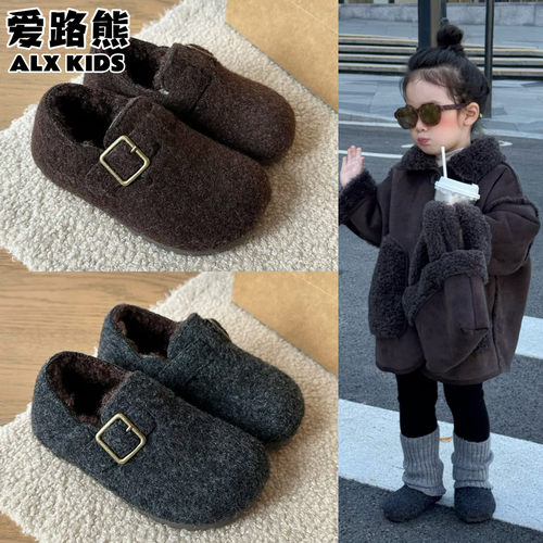 爱路熊冬季加绒儿童勃肯棉鞋