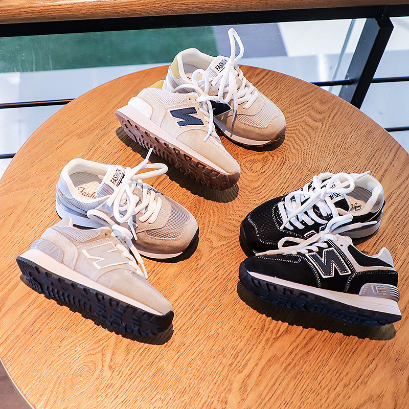 nb574真皮儿童鞋2025新款男童老爹鞋女童运动鞋小孩鞋透气百搭潮