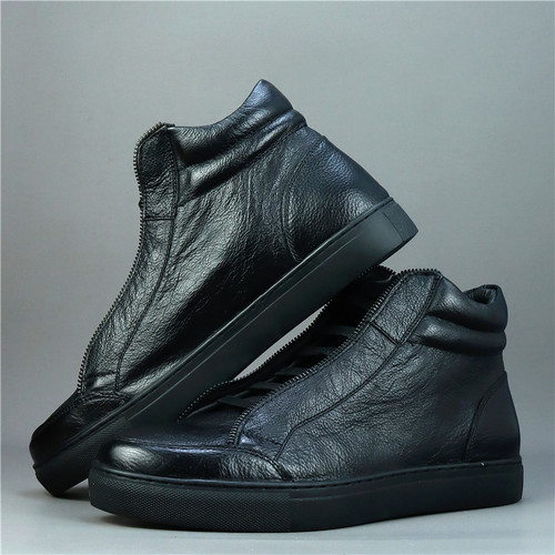 欧美风休闲中帮板鞋手工缝线皮鞋