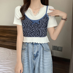 Leopard print suspender waistcoat for women