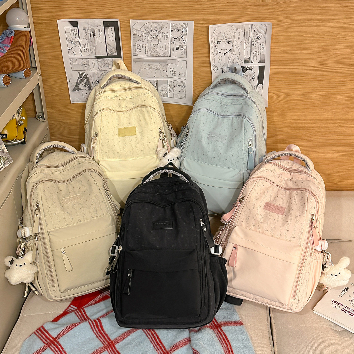 日韩系ins原宿风高颜值大容量小星星初中高中学生书包女双肩背包