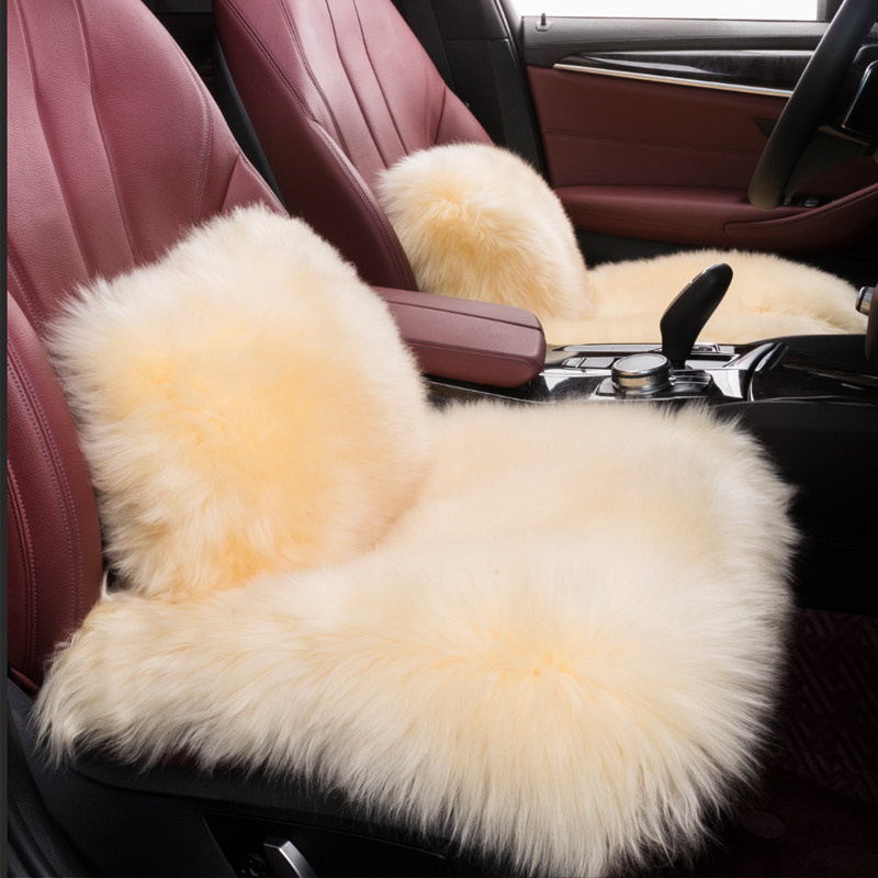 汽车坐垫冬季毛绒座垫纯羊毛羊绒无靠背毛垫主驾驶皮毛一体三件套