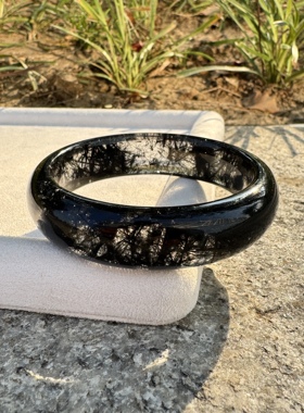 精品天然黑发手镯本命年水晶女款水晶手串