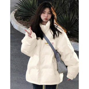 加厚保暖90白鸭绒羽绒服女2025年冬季新款米白色短款高中生外套潮