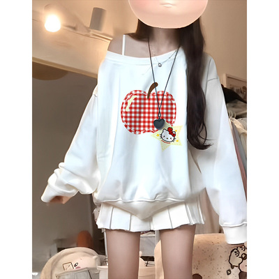 加绒加厚宽松美式拼接连帽卫衣