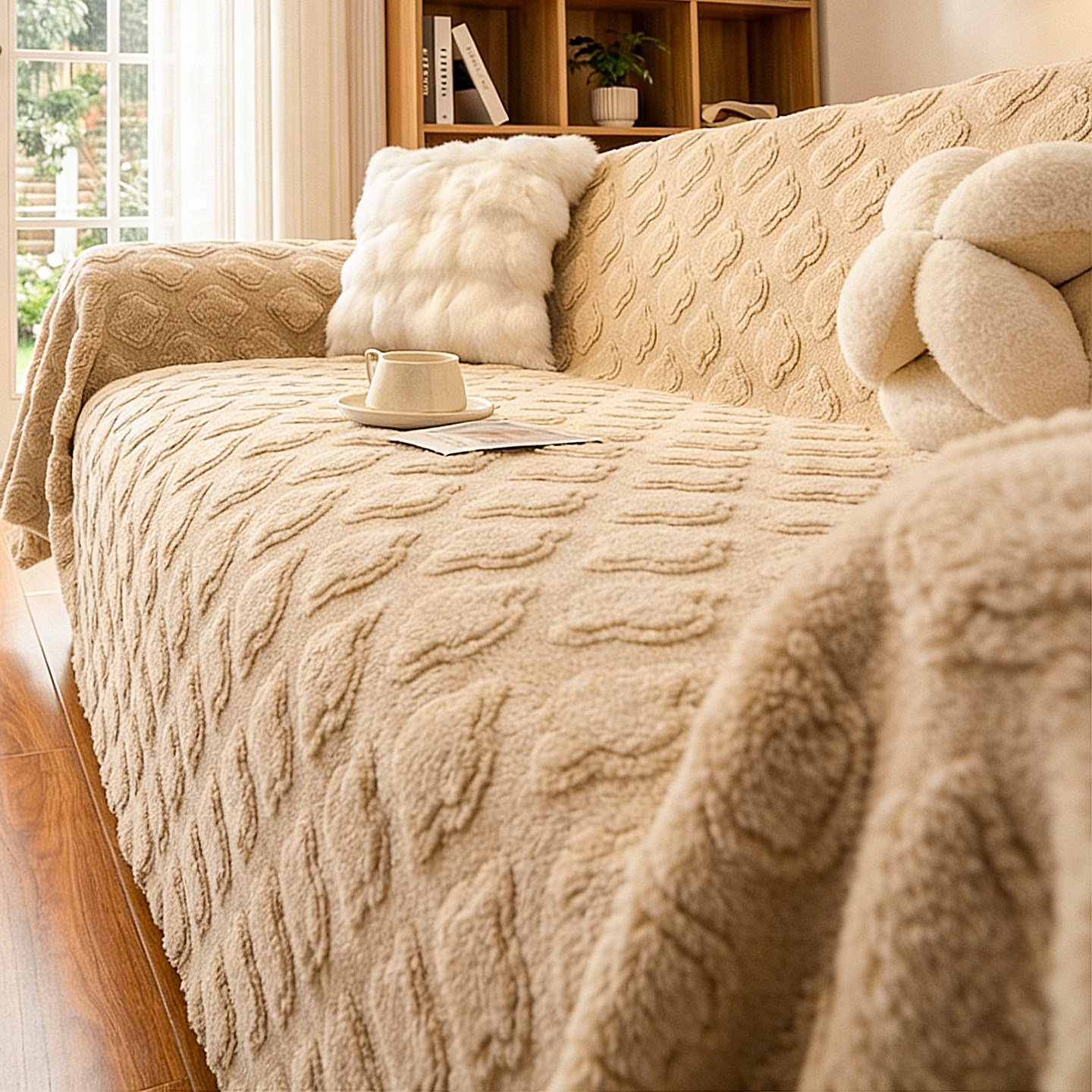 2026新款冬季毛绒复古沙发盖布巾高级感加厚一片式防滑防猫抓盖巾,居家布艺,沙发套,淘宝优惠券,粉丝福利购,淘宝优惠卷