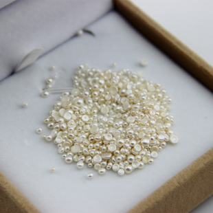 细小天然淡水馒头圆半圆形颗粒散珠无孔裸珠1-2-3MM可镶嵌