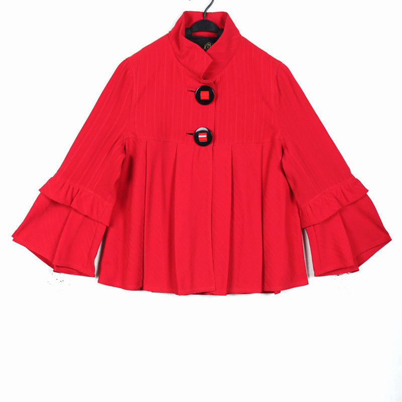 春秋装孤品复古日本中古着vintage伊太利屋喇叭袖立领娃娃款上衣