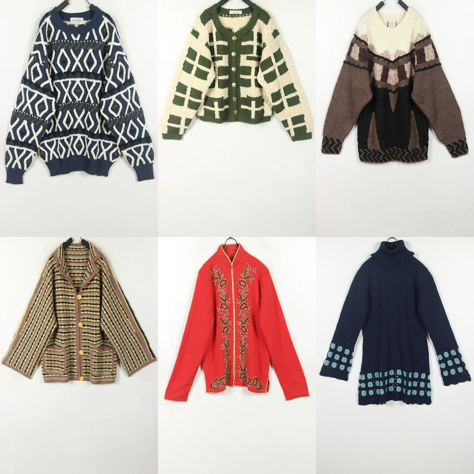 秋冬装孤品复古古着vintage日本制手工编织手工钉珠开衫毛衣外套