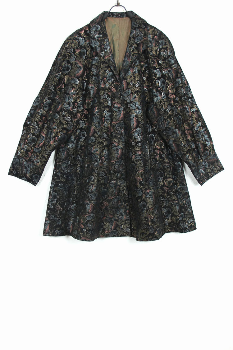 秋冬装孤品复古日本中古着vintage和风烫金樱花印花猪皮皮衣大衣
