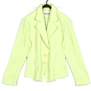 秋冬装孤品复古古着vintage日本浅苹果绿玫瑰扣子小西装外套