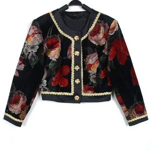 玫瑰丝绒小西装 秋冬装 孤品复古日本中古着vintage华丽宫廷风欧式