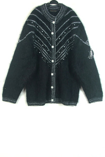 秋冬装 孤品复古日本中古着vintage银线水钻吊坠安哥拉兔毛衣外套