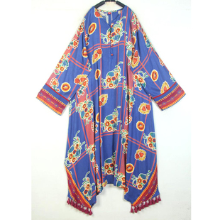 春夏装孤品复古日本中古着vintage嬉皮民族风垂感流苏人棉连衣裙