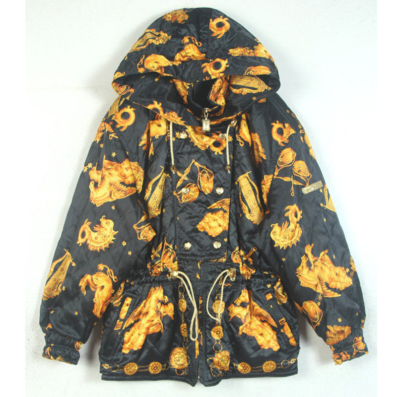 秋冬装孤品复古日本中古着vintage黑金星座丝光滑雪服棉服外套