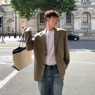 外套 通勤正装 韩系气质垫肩小西服男免烫无痕单西便服休闲工装 西装