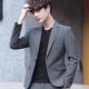 外套职业正装 深灰色垫肩西装 男平驳领修身 婚礼面试小西服休闲便服