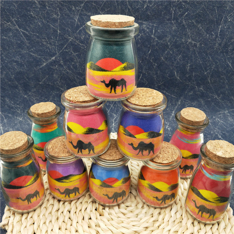 敦煌骆驼鸣沙山沙画瓶月牙泉骆驼博物馆文创旅游纪念品手工瓶画