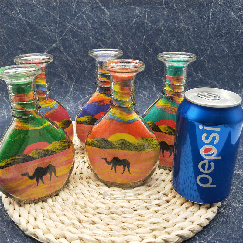 敦煌文创鸣沙山骆驼沙画瓶博物馆文创桃心瓶纪念品手工沙画摆件