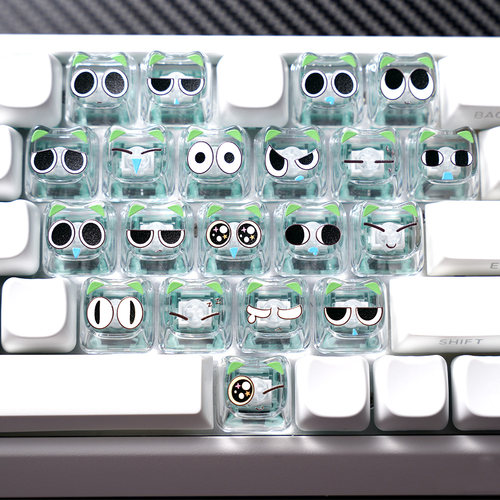 罗小黑爱心键帽透明PC猫形