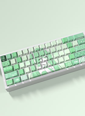 初音未来绿色二次元键帽原厂侧刻透光PBT热升华适配60/64/68atk68