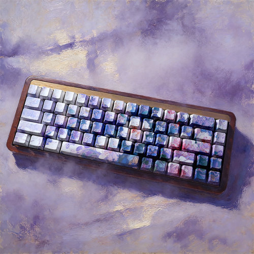 莫奈紫雾键帽侧刻透光原厂PBT适配磁轴wooting60逐日se机械键盘