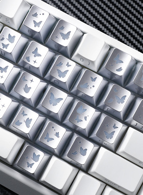爱心蝴蝶键帽侧刻透光黑色原厂PC适配磁轴机械键盘客制化DIY60/68