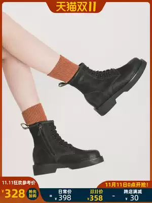 Qingyutian black Martin boots female British fan car boots female leather short boots female spring and autumn single boots thick-soled boots children