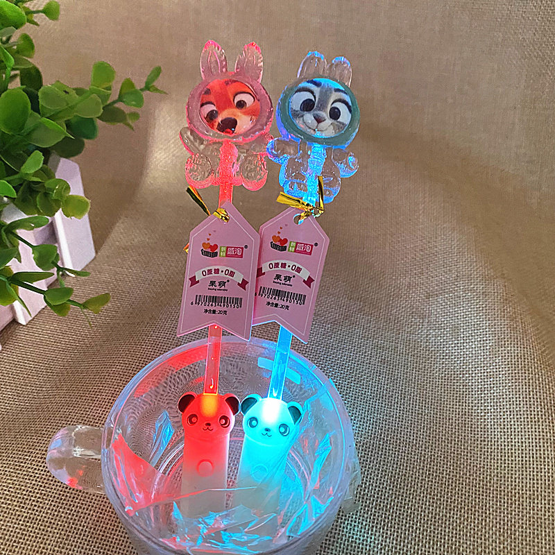 水晶发光闪光疯狂动物城棒棒糖兔朱迪狐尼克卡通糖果儿童礼物电影